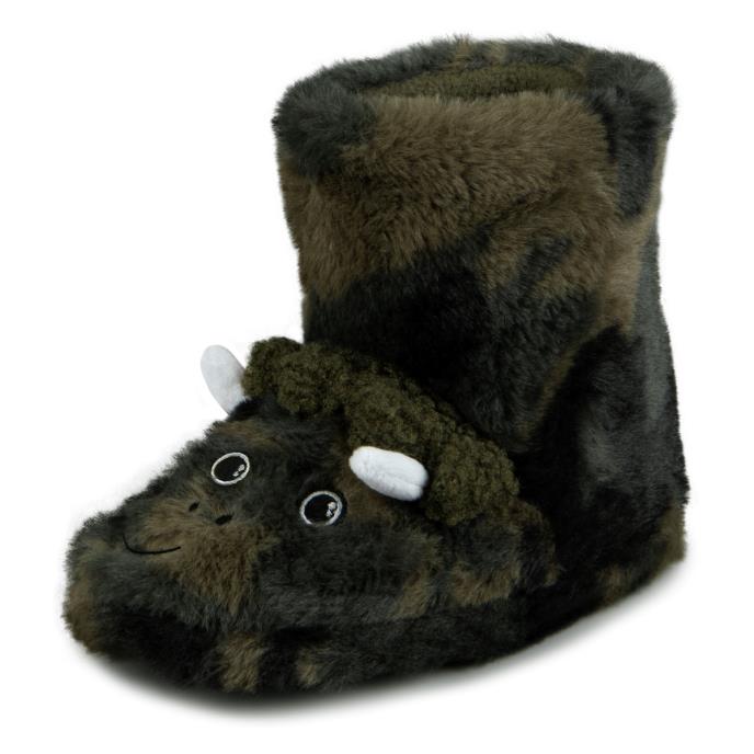 totes toasties® Kids Dino Boot Slippers Khaki Extra Image 3